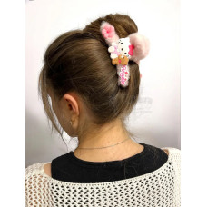 Заколка крабик краб для волос пушистый плюшевый Hello Kitty