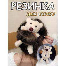 Резинка для волос пушистая детская женская мишка