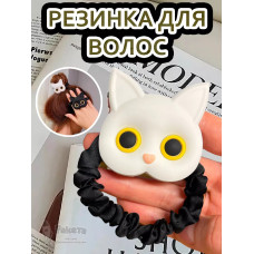 Резинка для волос женская детская белый кот