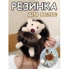 Резинка для волос пушистая детская женская мишка