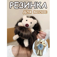Резинка для волос пушистая детская женская мишка